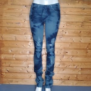 ❤️ J. BRAND Jeans skinny 5 pocket factory distressed tie dye Size 26